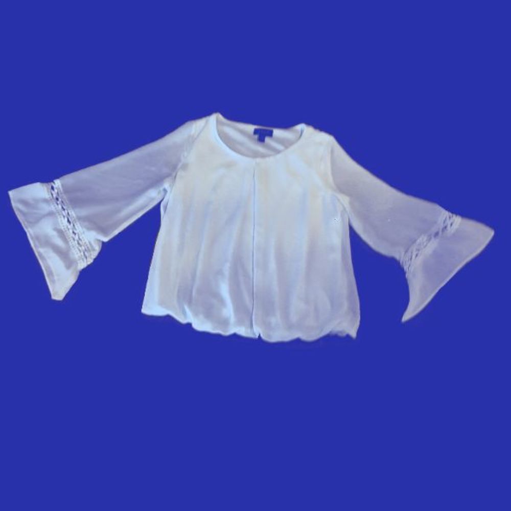A Byer Trumpet Sleeve White‎ Sheer Blouse Medium